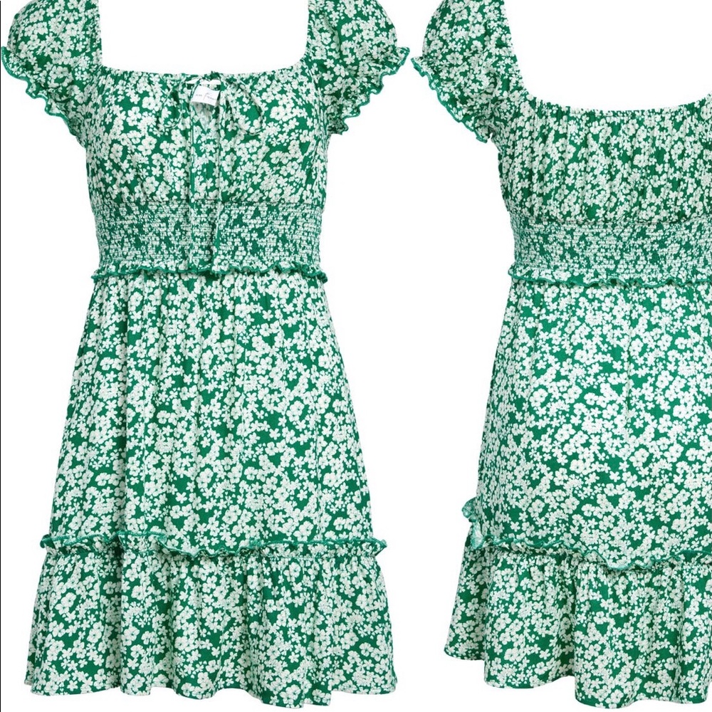 Floral Smocked Peasant Dress